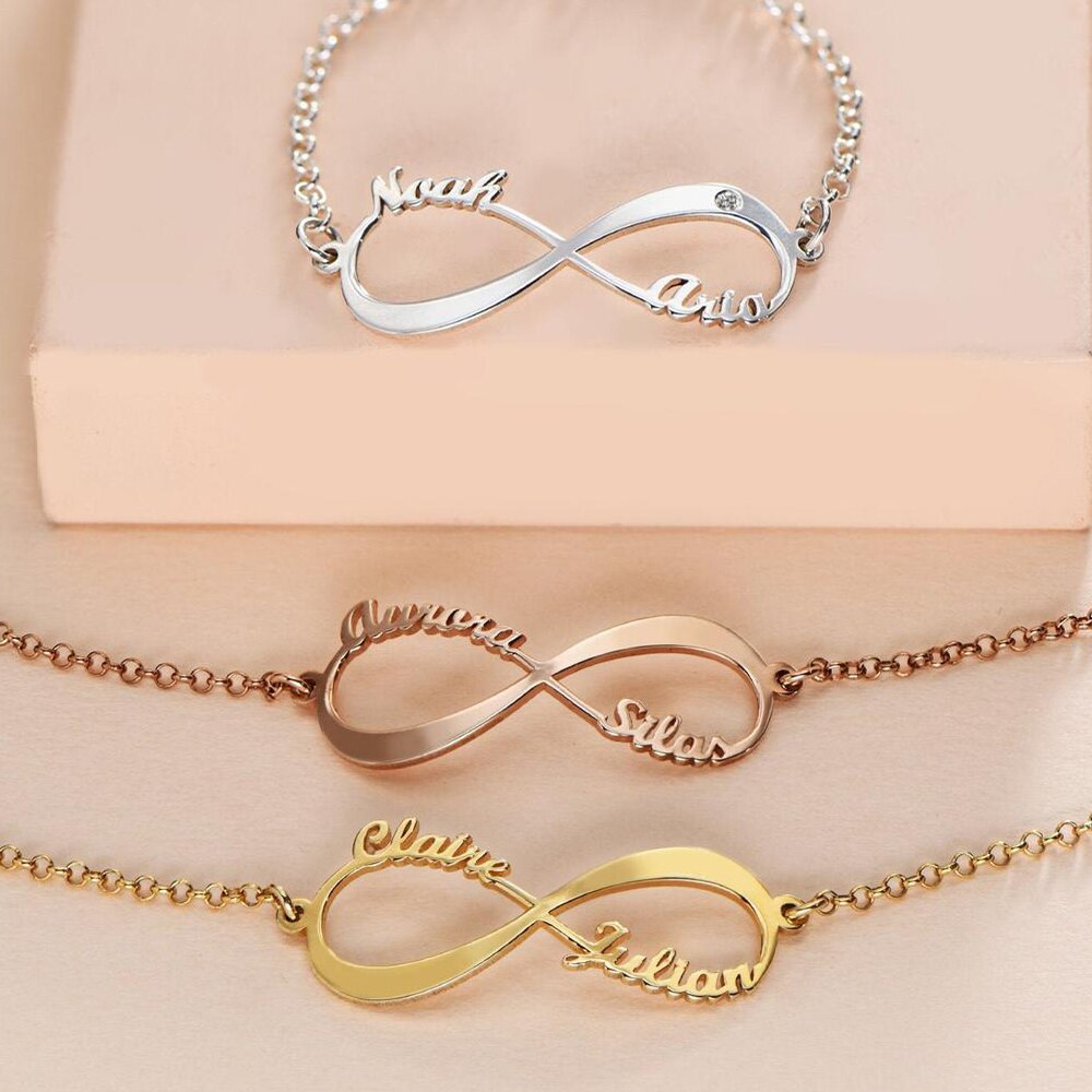 Customized 4 Name infinity bracelet for women