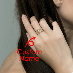 Customized 2 Name Ring for women Gold Personalized Letter