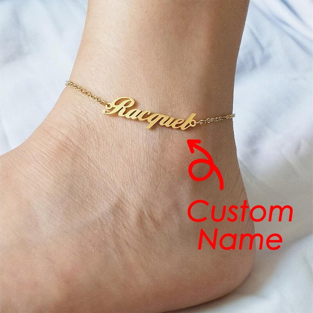 todayfashion Cavigliera con nome personalizzato per donna Lettera personalizzata in oro