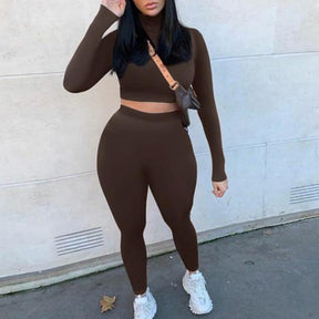 Two Piece Sets Tracksuits High Waist Stretchy Sportswear Hot Crop Tops And Leggings