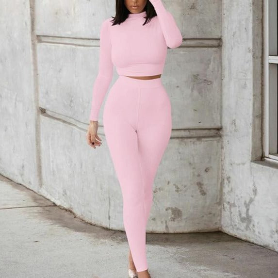 Two Piece Sets Tracksuits High Waist Stretchy Sportswear Hot Crop Tops And Leggings