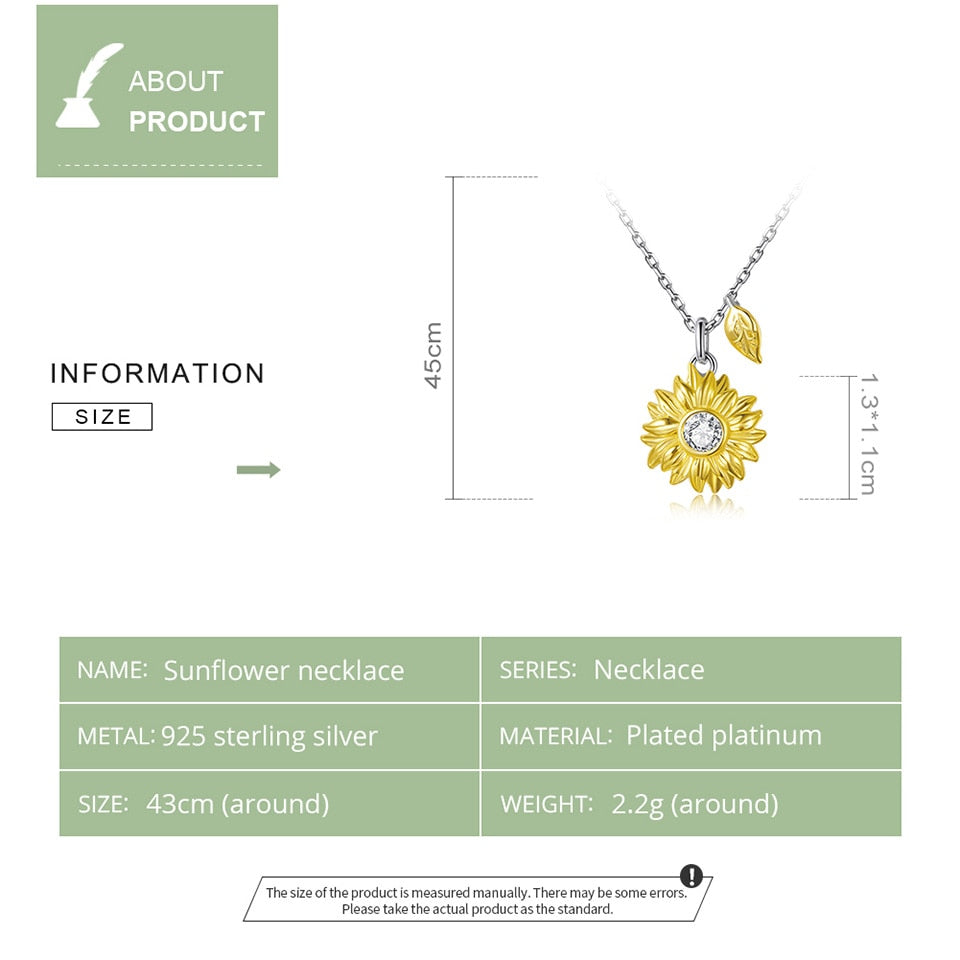 Sunflower Necklace Gold Color Lucky Necklace Gift for Women Fashion Necklace Jewelry