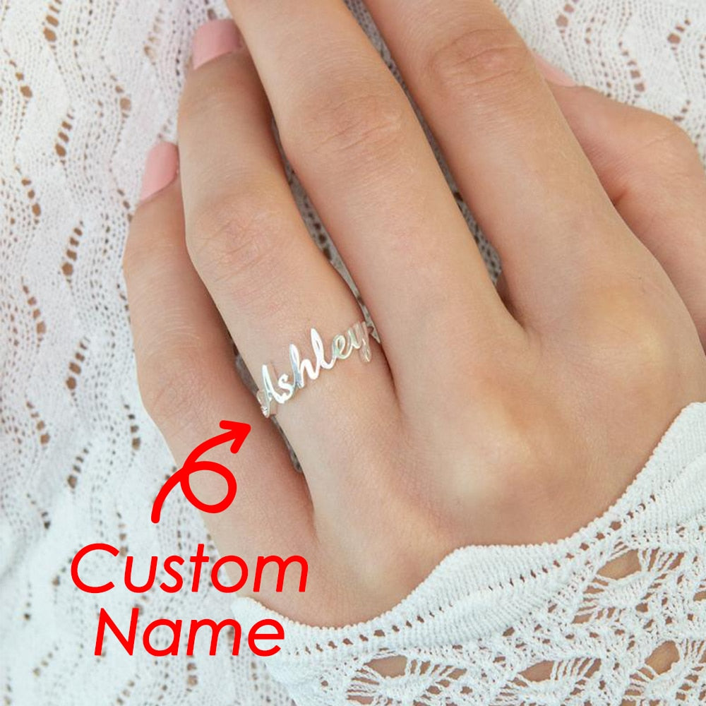 Customized Name Ring for Women Gold Personalized Letter