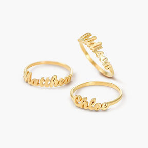 todayfashion Kundenspezifischer Namensring für Frauen Gold Personalisierter Buchstabe (Ringgröße: Benutzerdefinierte Größe)