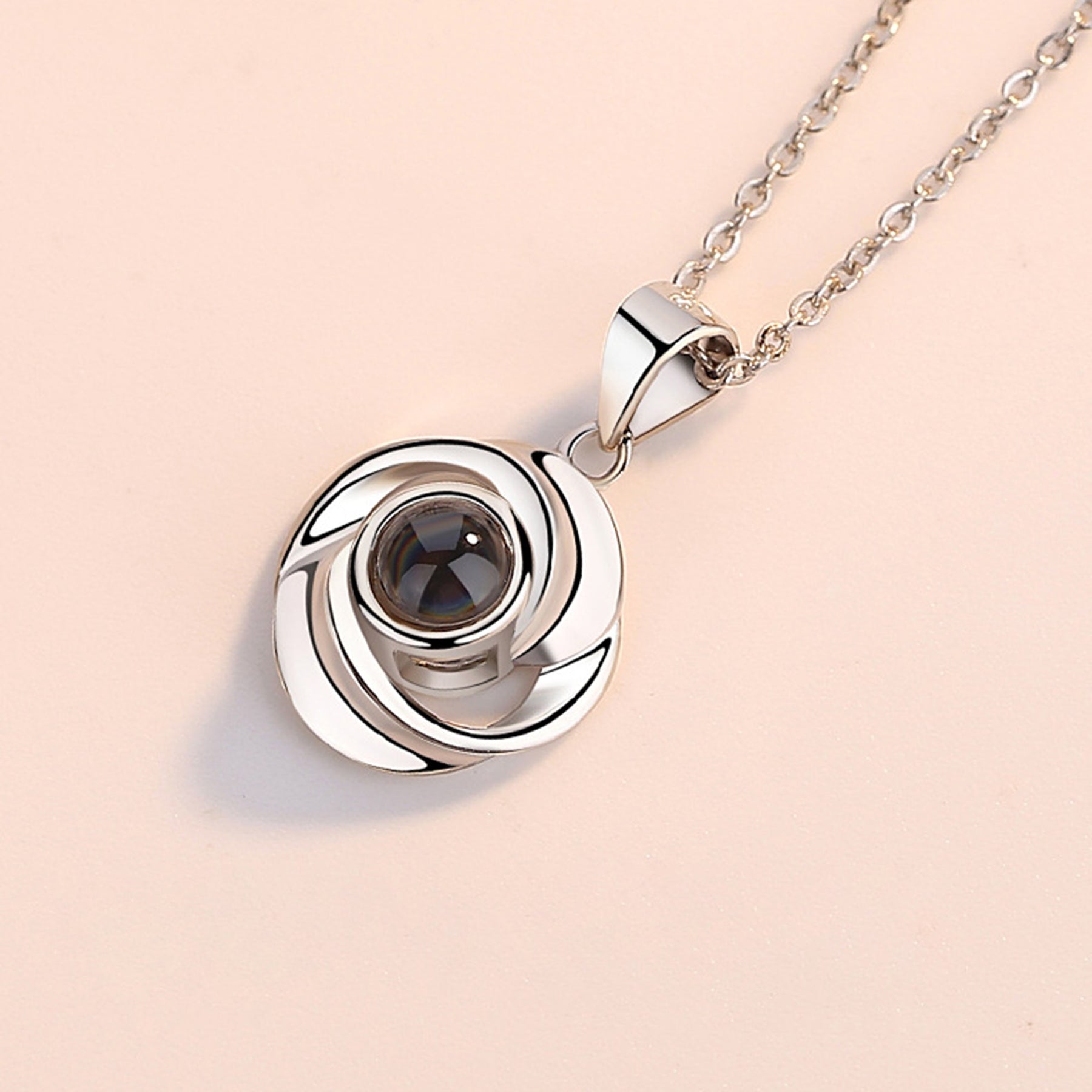 silver projection photo necklace