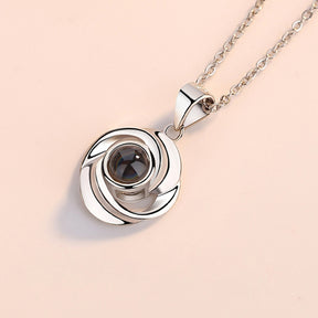 silver projection photo necklace