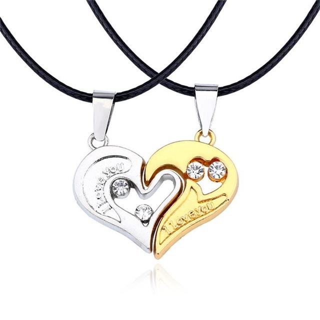 passende Halsketten für Paare Halsketten Ich liebe dich Herzförmiger Anhänger Choker für Frauen Geschenk 1 Paar