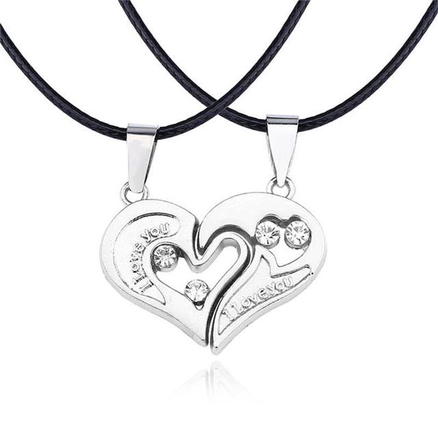 matching necklaces for couples necklaces I Love You Heart-shaped Pendant Choker For Women Gift 1 Pair