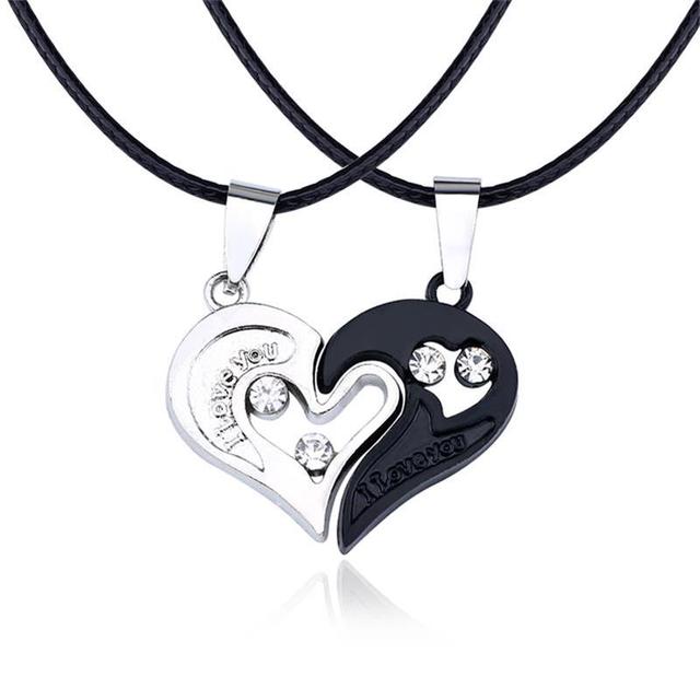 matching necklaces for couples necklaces I Love You Heart-shaped Pendant Choker For Women Gift 1 Pair