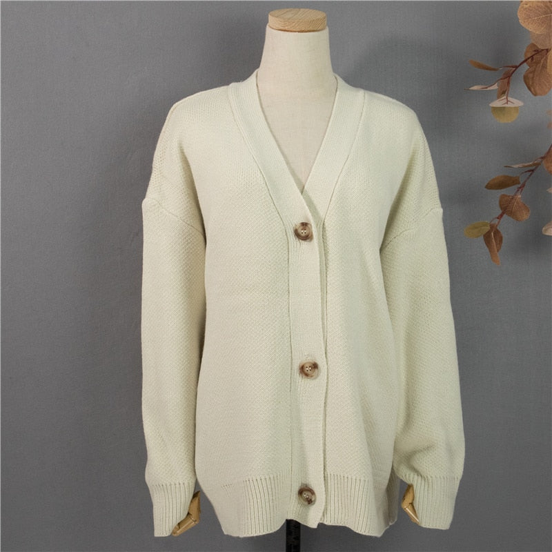 New 2021 Winter Spring Women's Sweaters V-Neck Buttons Cardigans