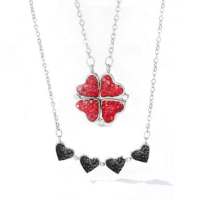 Foldable Magnetic Button Four Heart Leaf Clover Necklace