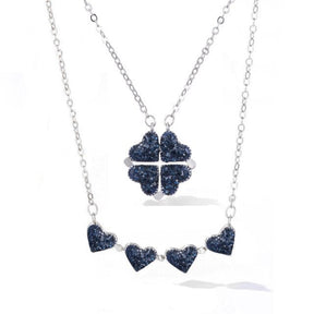 Foldable Magnetic Button Four Heart Leaf Clover Necklace