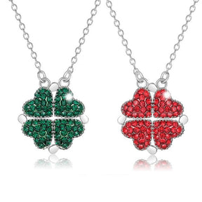 Foldable Magnetic Button Four Heart Leaf Clover Necklace