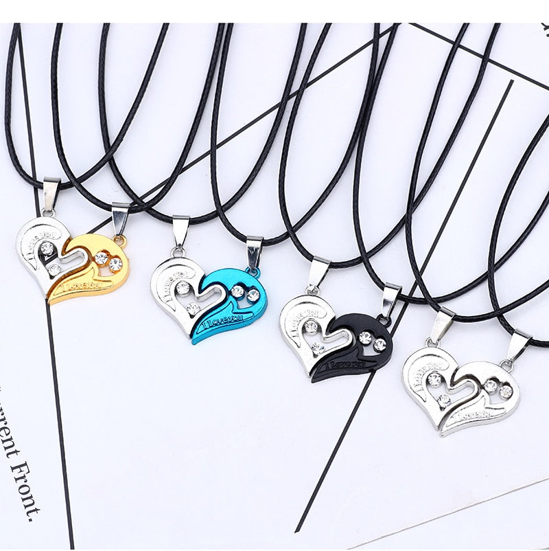 matching necklaces for couples necklaces I Love You Heart-shaped Pendant Choker For Women Gift 1 Pair