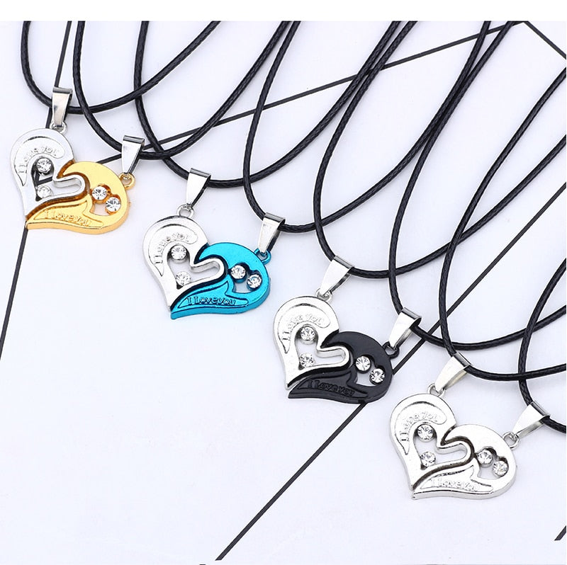 passende Halsketten für Paare Halsketten Ich liebe dich Herzförmiger Anhänger Choker für Frauen Geschenk 1 Paar