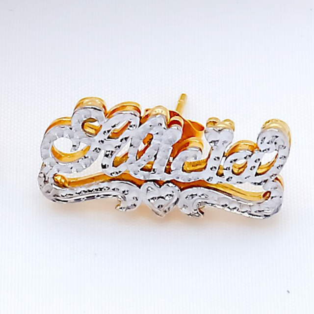 Personalized Name Earring For Women Stainless Steel Custom Gold Nameplate Stud Earring