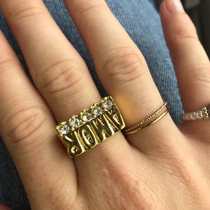 todayfashion Custom Name Ringe Gold Persönlichkeit Hip Hop Ring Damenmode Punk Brief Ring