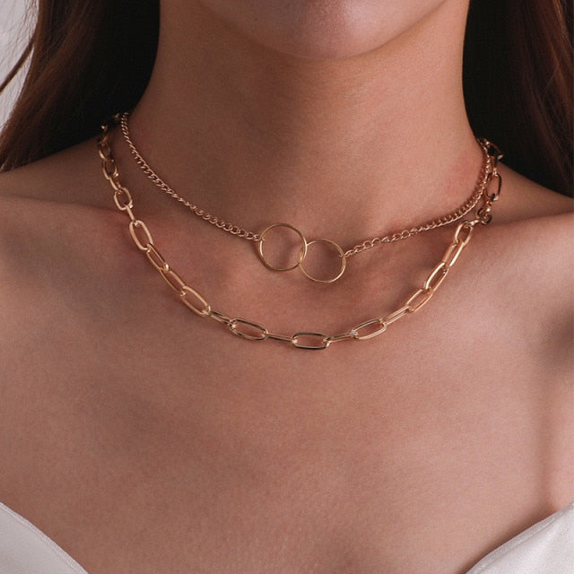 29 stylish Gold necklace on neck Gold chain Women's jewelry layered accesories