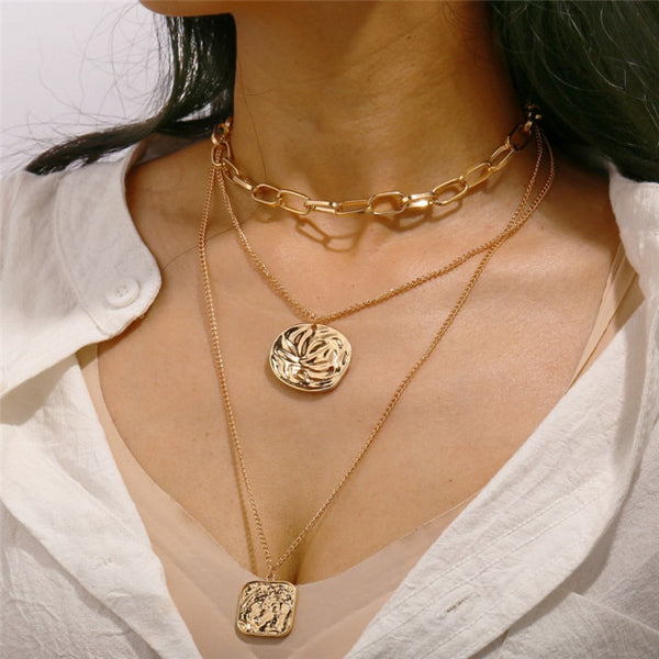 29 elegante Collana d'oro al collo Catena d'oro Accessori per gioielli da donna a strati