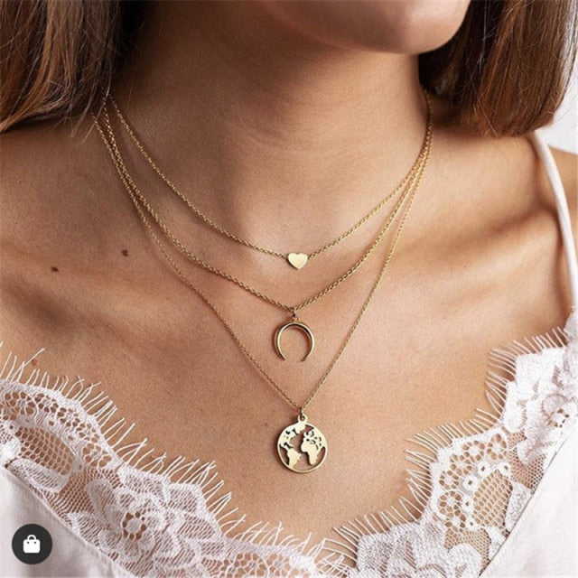 29 stylish Gold necklace on neck Gold chain Women's jewelry layered accesories