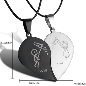 matching necklaces for couples necklaces Splice 2 PCS/Set Cat Moon Heart Pendant