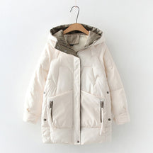 2021 Dicker Daunenmantel mit Kapuze Damen Winterjacke Baumwolle Lang Warm Gepolsterter Parka