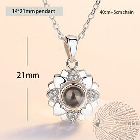 100 languages of love necklace Heart Pendant Wedding Romantic Memory Projection Necklace