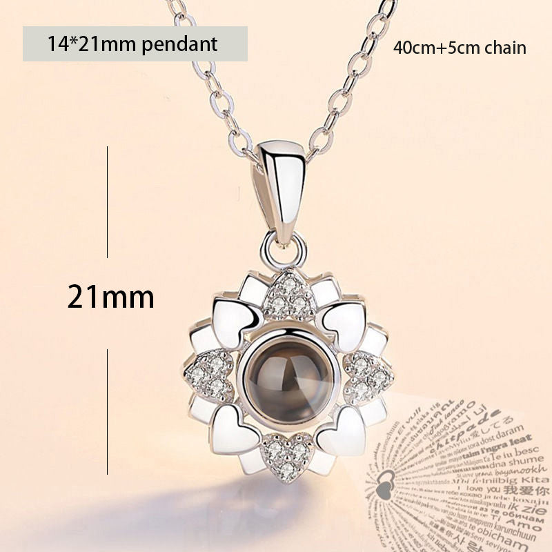 Collana 100 lingue d'amore Ciondolo a cuore Collana romantica con proiezione di memoria