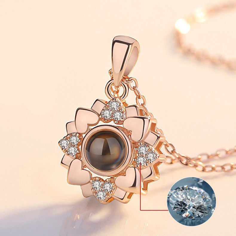 Collana 100 lingue d'amore Ciondolo a cuore Collana romantica con proiezione di memoria