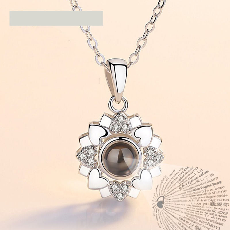 Collana 100 lingue d'amore Ciondolo a cuore Collana romantica con proiezione di memoria