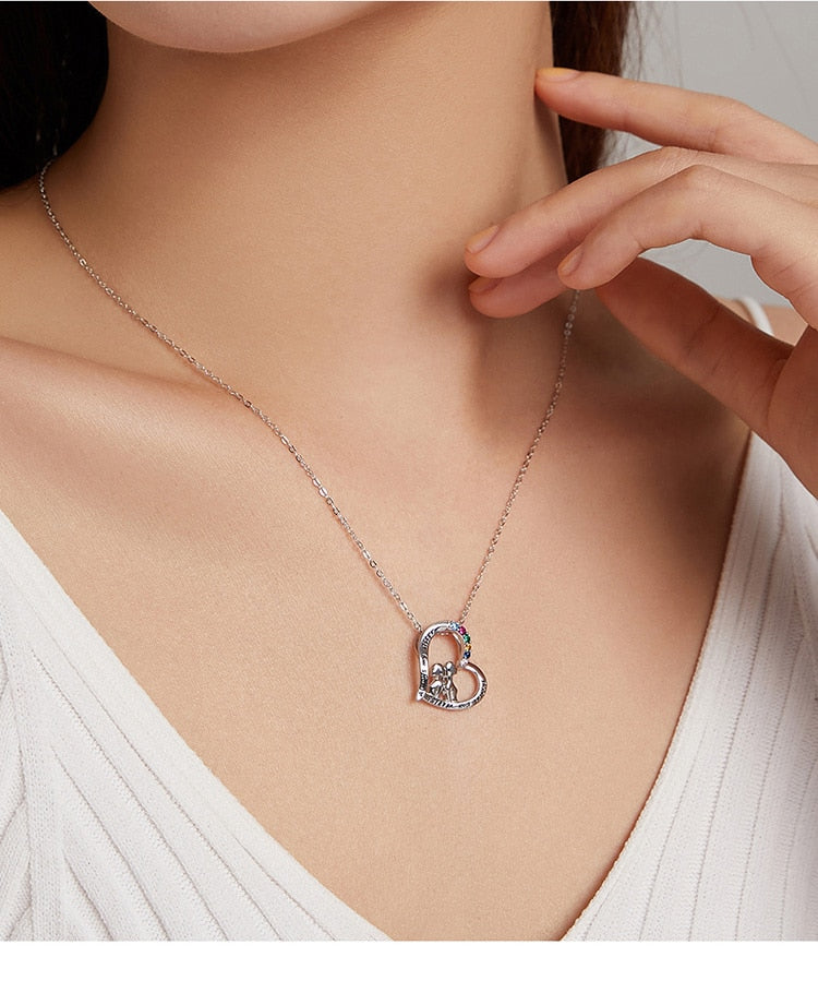 925 Sterling Silver Best Sisters Collana Forever Friend Collana a cuore Catena Arcobaleno Zircone