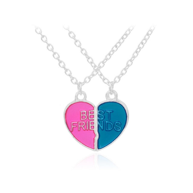 couple necklaces Sequin Stitching Heart Broken Best Friends Necklace Gifts 2PCS/Set