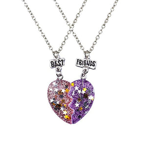 couple necklaces Sequin Stitching Heart Broken Best Friends Necklace Gifts 2PCS/Set