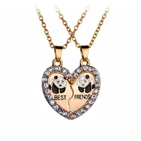 couple necklaces Sequin Stitching Heart Broken Best Friends Necklace Gifts 2PCS/Set