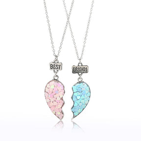 couple necklaces Sequin Stitching Heart Broken Best Friends Necklace Gifts 2PCS/Set