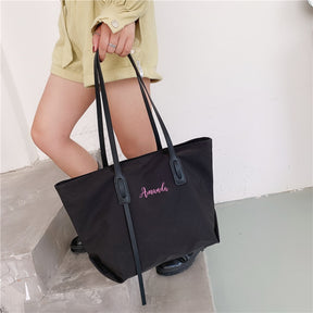 Customizable Tote Oxford Bag Embroidered Name One-Shoulder Handbag