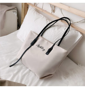 Customizable Tote Oxford Bag Embroidered Name One-Shoulder Handbag