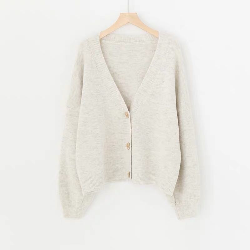 lantern sleeve cardigan Winter Solid Cashmere Casual Fashion Winter Knit sweaters