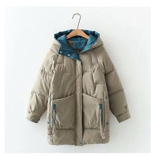 2021 Dicker Daunenmantel mit Kapuze Damen Winterjacke Baumwolle Lang Warm Gepolsterter Parka