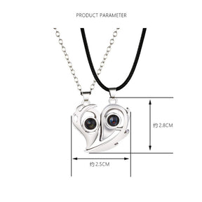 matching couples necklaces for Projection Photo Heart Magnetic Necklace