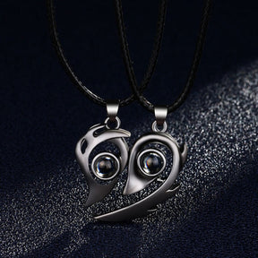 matching couples necklaces for Projection Photo Heart Magnetic Necklace