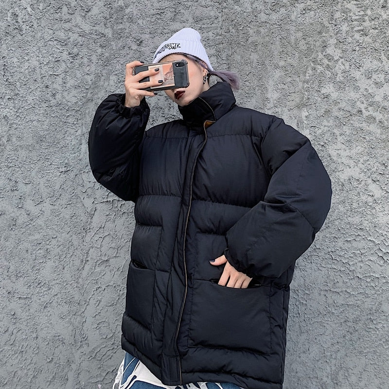 Winter Jacket Female Coat Patchwork Windbreaker Women Padded Zipper Outwear Parka Thick  Streetwear