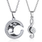 matching necklaces for couples necklaces Splice 2 PCS/Set Cat Moon Heart Pendant