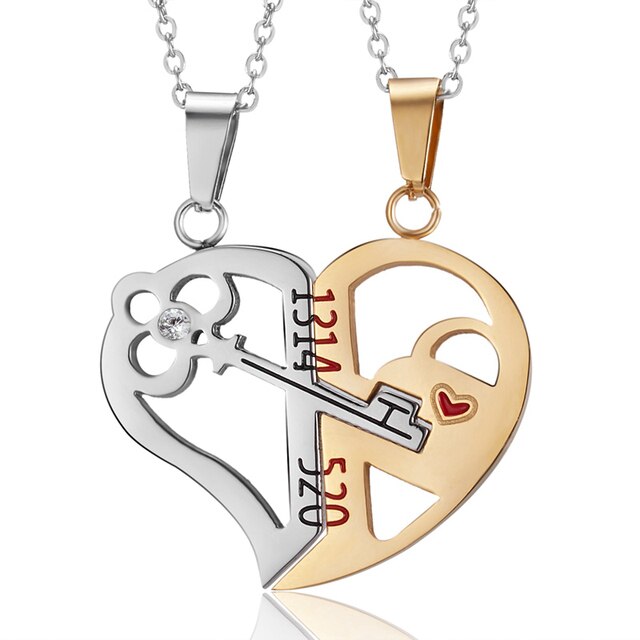 matching necklaces for couples necklaces Splice 2 PCS/Set Cat Moon Heart Pendant