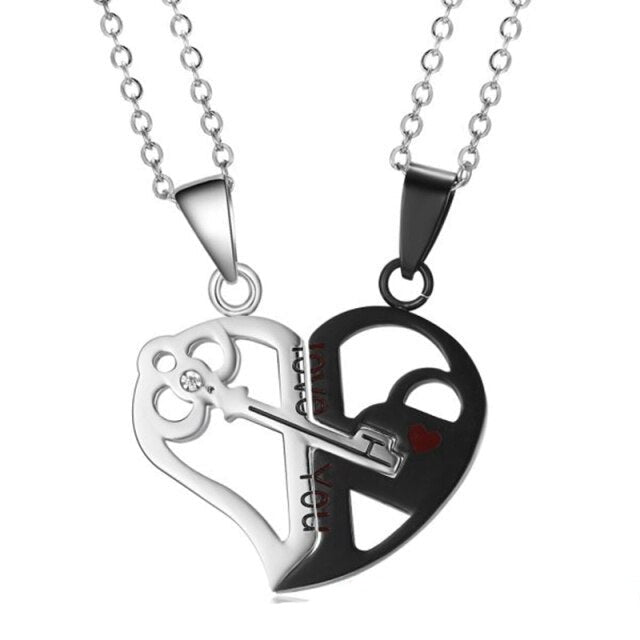matching necklaces for couples necklaces Splice 2 PCS/Set Cat Moon Heart Pendant