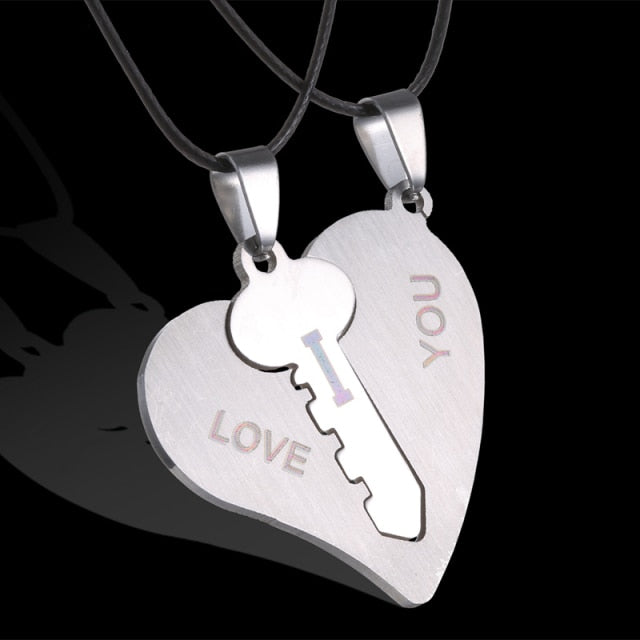 matching necklaces for couples necklaces Splice 2 PCS/Set Cat Moon Heart Pendant