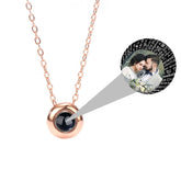 Custom Photo Name Rose Gold Silver Color Projection Round Necklace