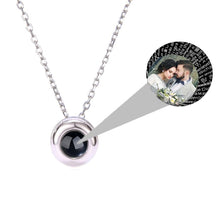 Custom Photo Name Rose Gold Silver Color Projection Round Necklace