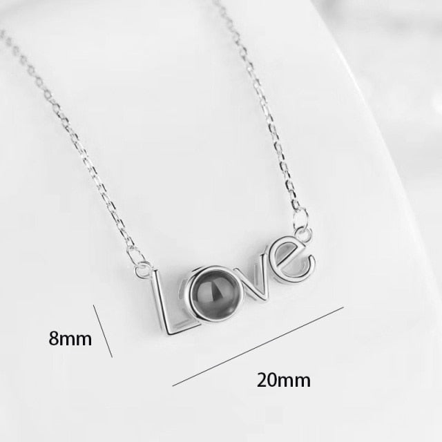 100 languages of love necklace Heart Pendant Wedding Romantic Memory Projection Necklace