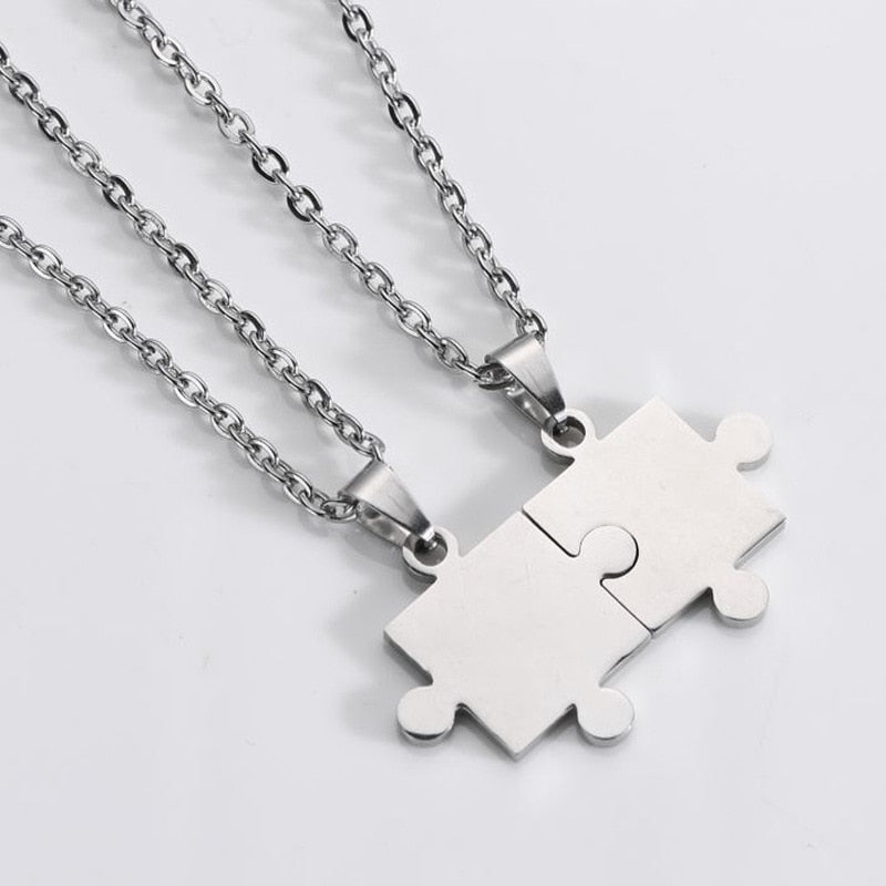 puzzle Pendant Chain piece necklace for couples